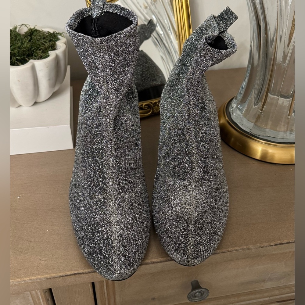ZARA SLIVER MESH ANKLE BOOTS WOMENS SIZE 40 Sparkling Silver Ankle Boots